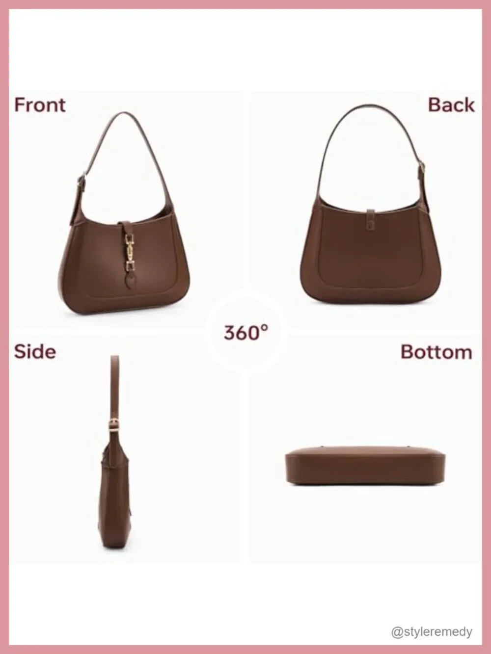 Crescent Faux Leather Hobo Shoulder Bag Adjustable Crossbody Purse Top Handle